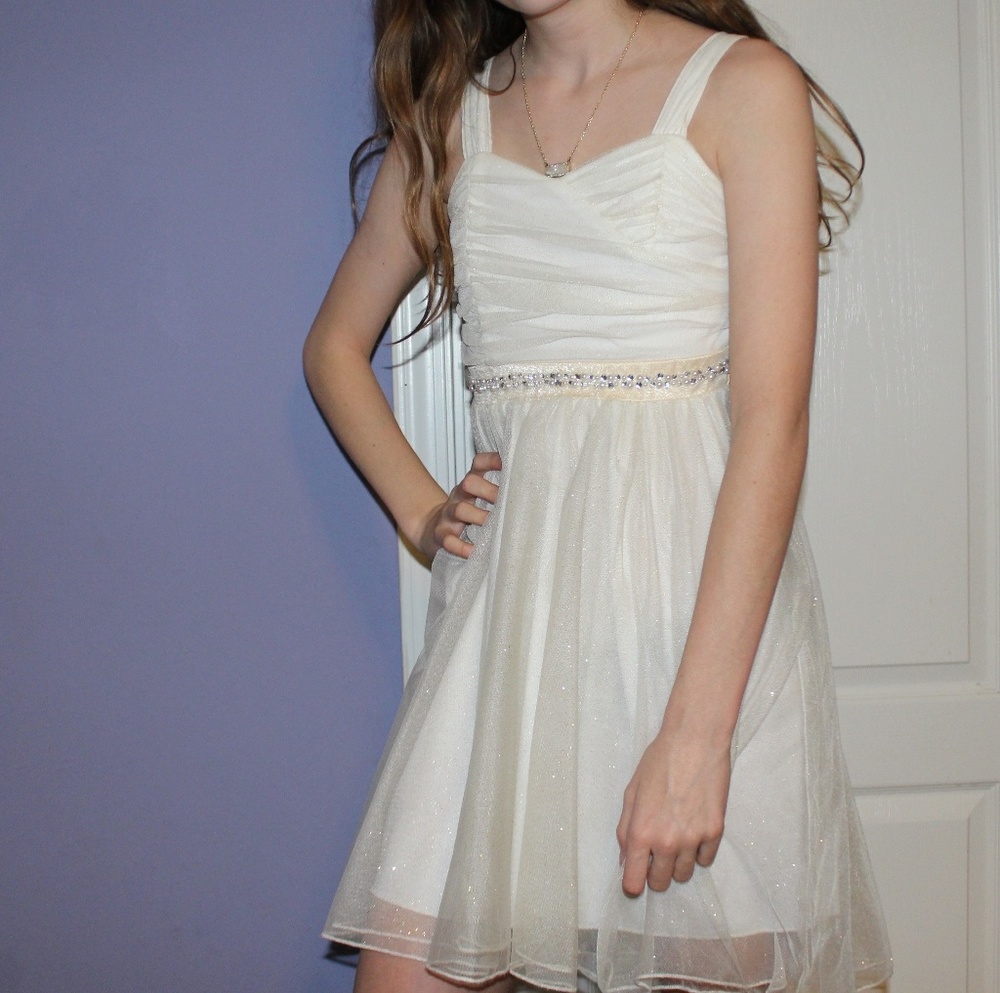 Worn once! Beautiful gold and white dress!